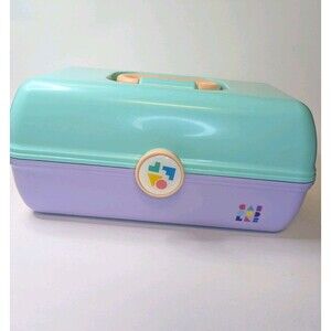 Caboodles On The Go Girl Makeup Organizer Case Aqua Purple Mirror Tray Full Size